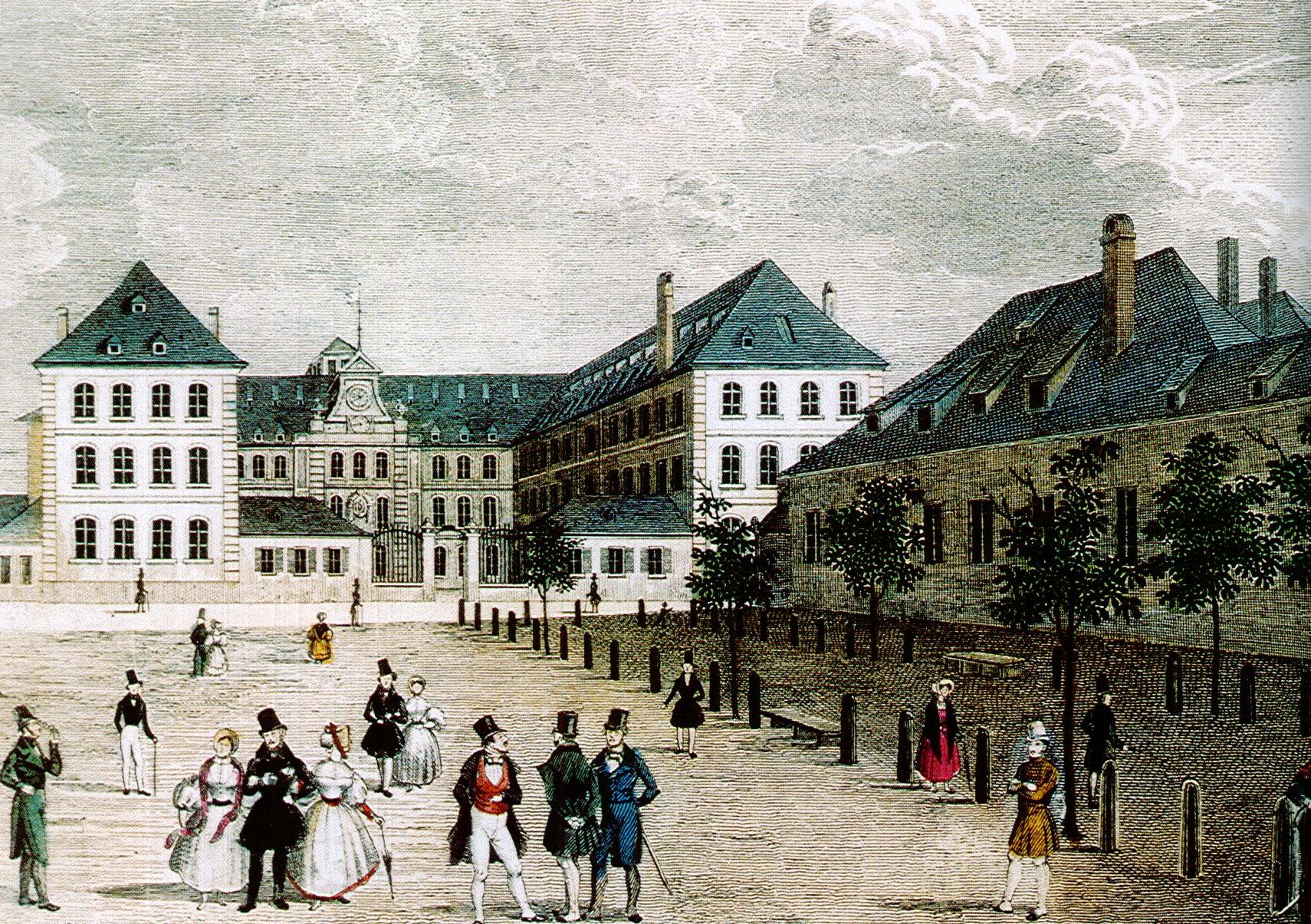 Bâtiment de l'Académie, gravure de LA.Perrin, 1840